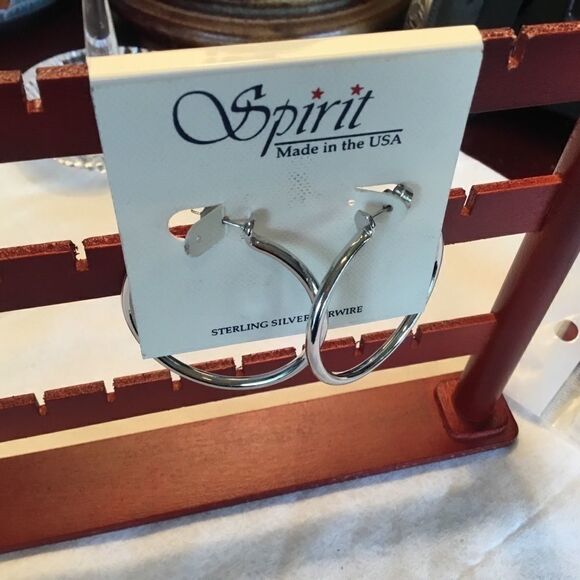 $10 ea or 3/$20. NWT. Silvertone Hoop Earrings - Picture 2 of 4